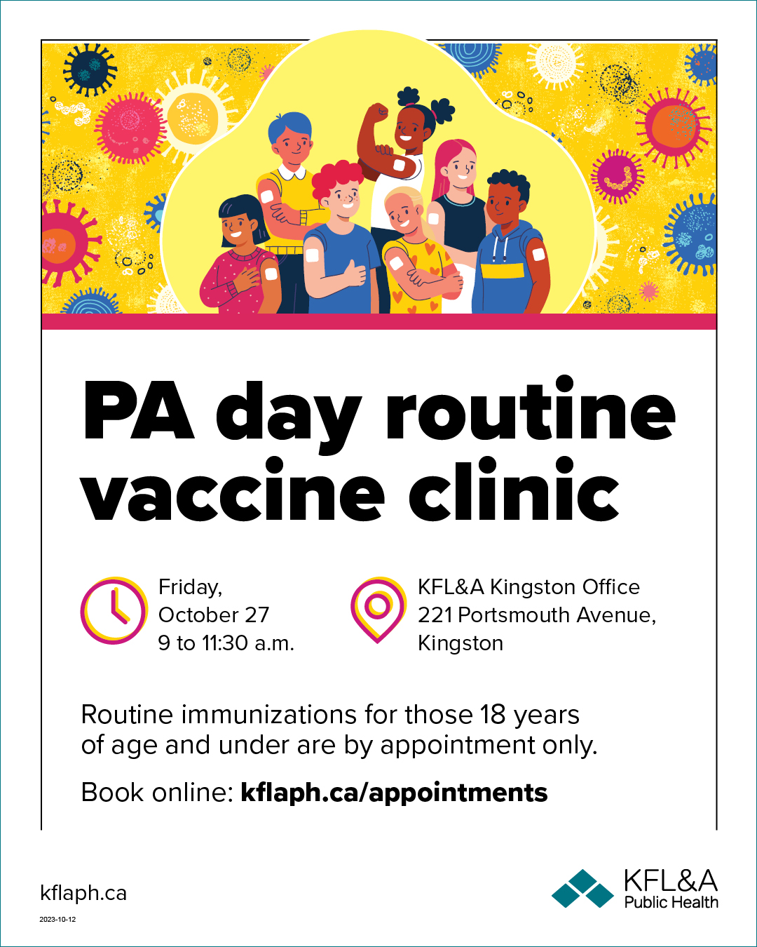 2023 10 12 School Immunization Clinic Newsletter Insert PA day